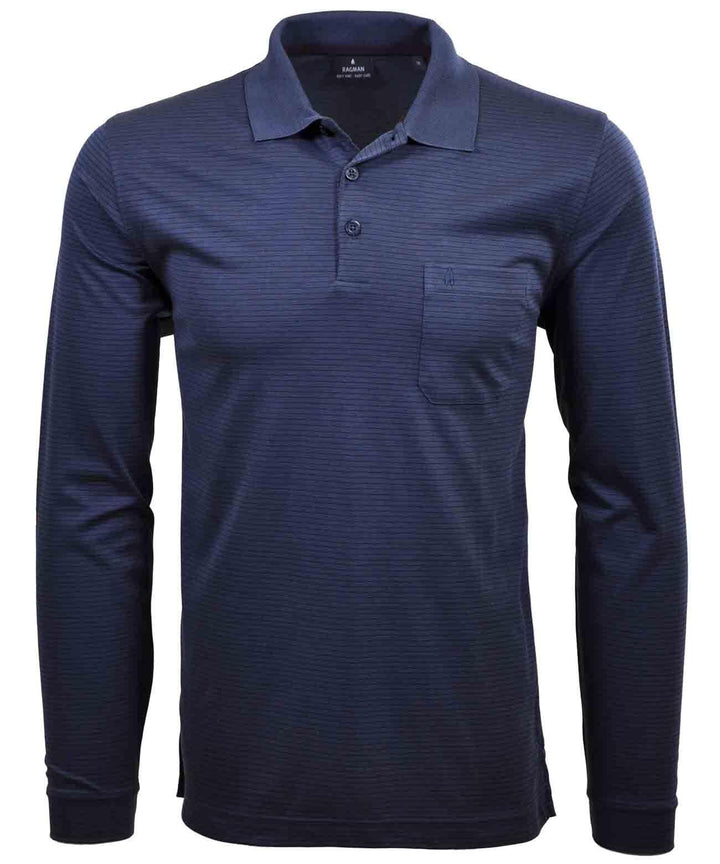 RAGMAN Herren Softknit-Poloshirt Langarm mit Zip S Azur, S Azur