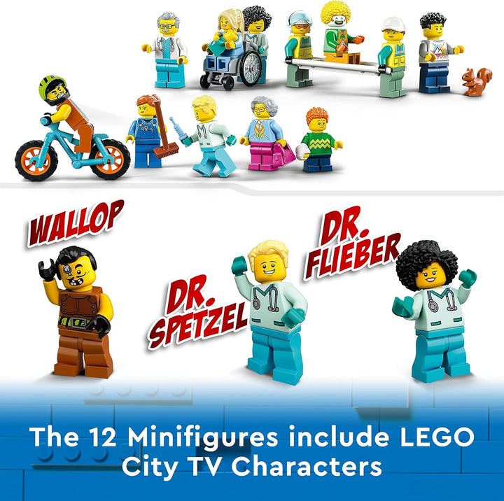 LEGO 60330 City Krankenhaus mit Krankenwagen, Rettungshubschrauber und 12 Mini-Figuren für Jungen un