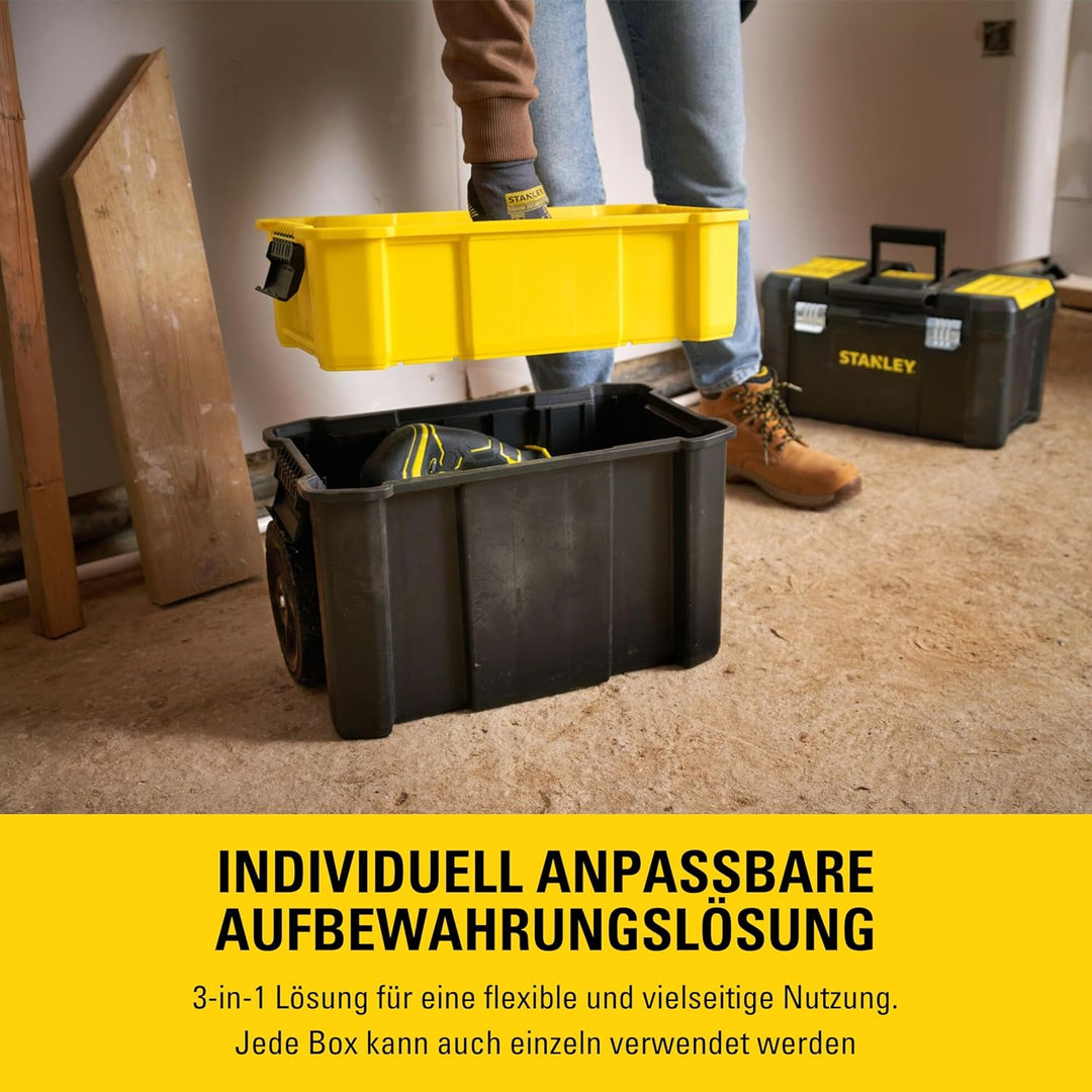 Stanley STST1-80151 Essential Rollende Werkstatt, Belastbarkeit bis zu 20 kg, Metallverschlüsse, Org
