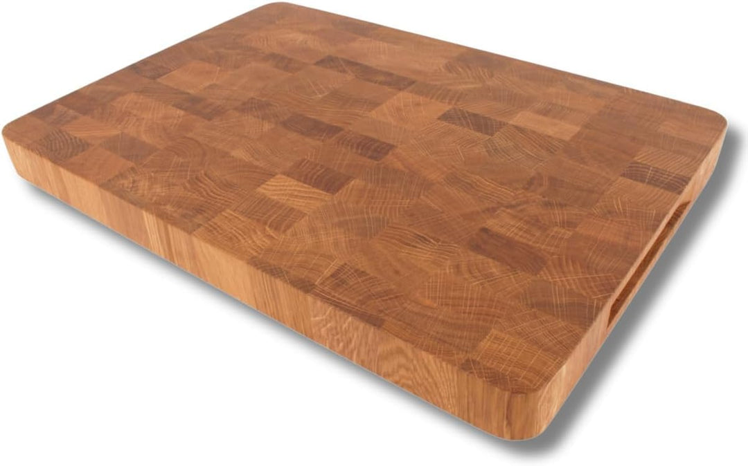 EFO Schneidebrett Holz 50x35x4 cm | Stirnholz Küchenbrett aus Eiche –messerschonend und langlebig |