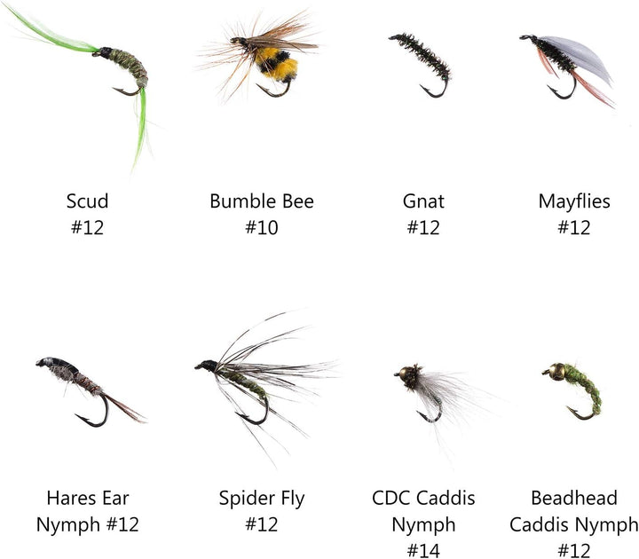 Bassdash Fliegenfischen Fliegen Set Forellenbarschangeln mit Fliegenbox, 36/64/72/76/80 / 96Stk. Mit