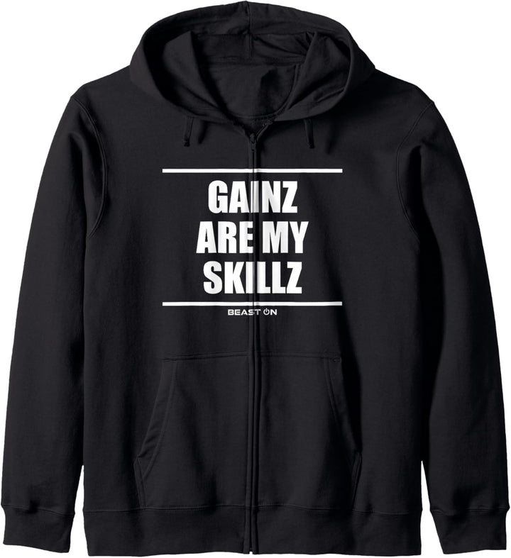 Gains Are My Skills Training Fitness Gym Motivation Sprüche Kapuzenjacke