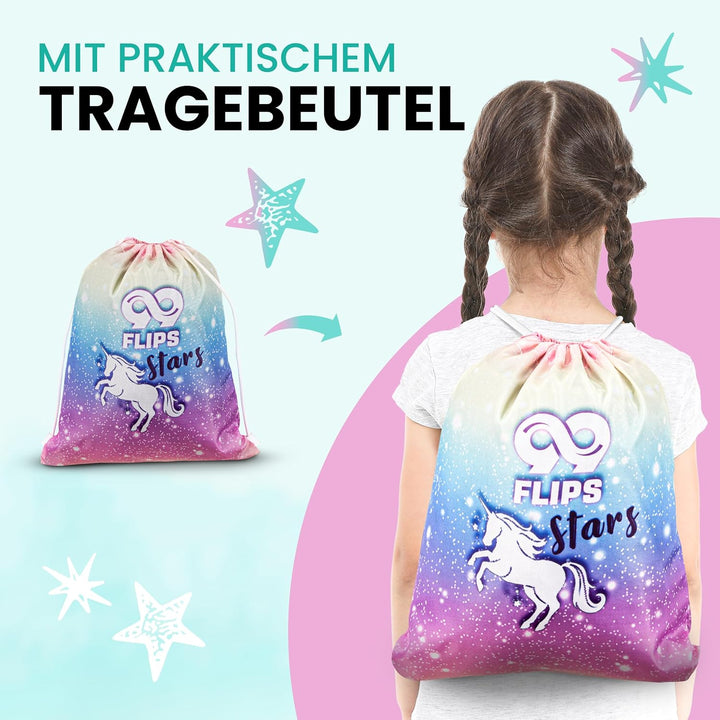 99FLIPS Inliner Schoner Kinder Set - TÜV Rheinland GS Zertifiziert [6er Set] mit Einhorn Beutel für