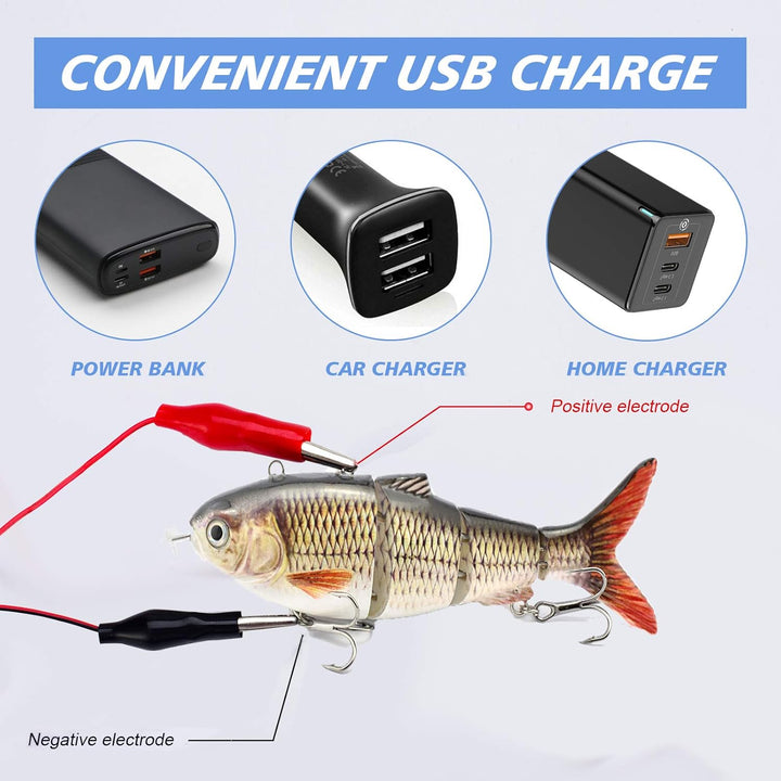 ODS Elektrischer Angelköder mit LED Lampe USB wiederaufladbare Schwimmköder Wobbler Roboterfischköde