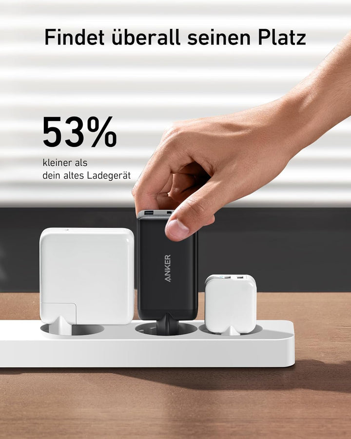 Anker USB C Ladegerät (Nano II 65W) Pod 3-Port PPS Schnellladegerät, Kompaktes USB-C Netzteil für Ma