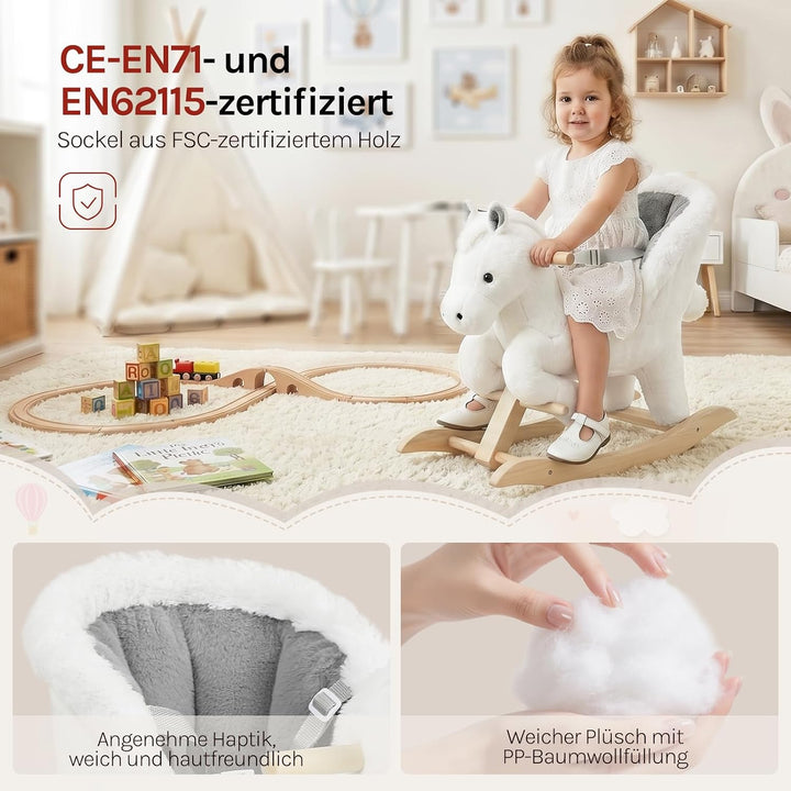 WOLTU Schaukelpferd Schaukeltier Baby Spielzeug mit Tiergeräuschen und Haltegriffen für 18-36 Monate