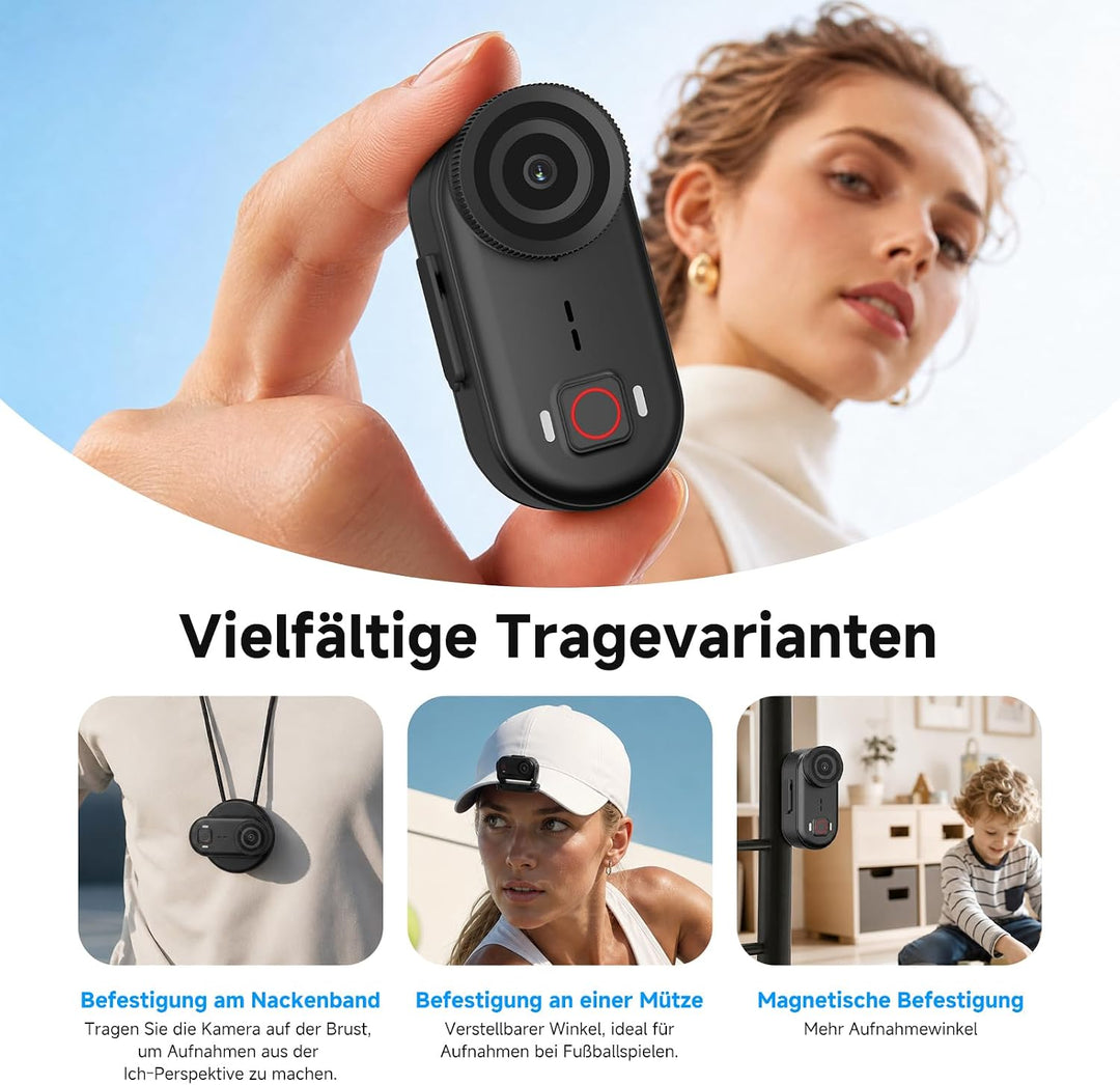 SVBONY SVGo M3 Mini Action Cam 4K, NEU Verbessert mit Ladestation, Anti-Shake Bodycam, 300 Minuten A