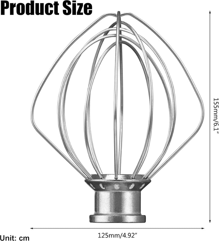 Schneebesen kompatibel mit KitchenAid K45WW KSM90 K45 KSM150 Schneebesen für Eier und Kuchen Rührmas