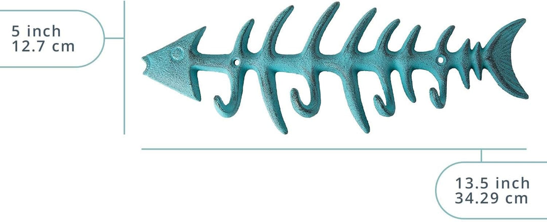 Comfify Dekorativer Fischgräten Handtuchhalter - Stilvoller Gusseisenbügel mit 4" Gräten-Haken - Ink