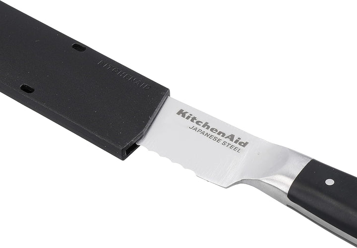 KitchenAid Gourmet Brotmesser, scharfe Klinge aus hochwertigem japanischem Kohlenstoffstahl, Schwarz