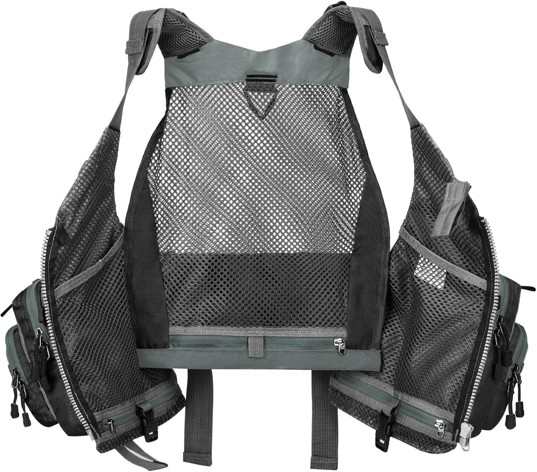 Gonex Angel Weste Herren verstellbare Arbeitsweste mit Mehreren Taschen für Angeln Fliegenfischen Ou
