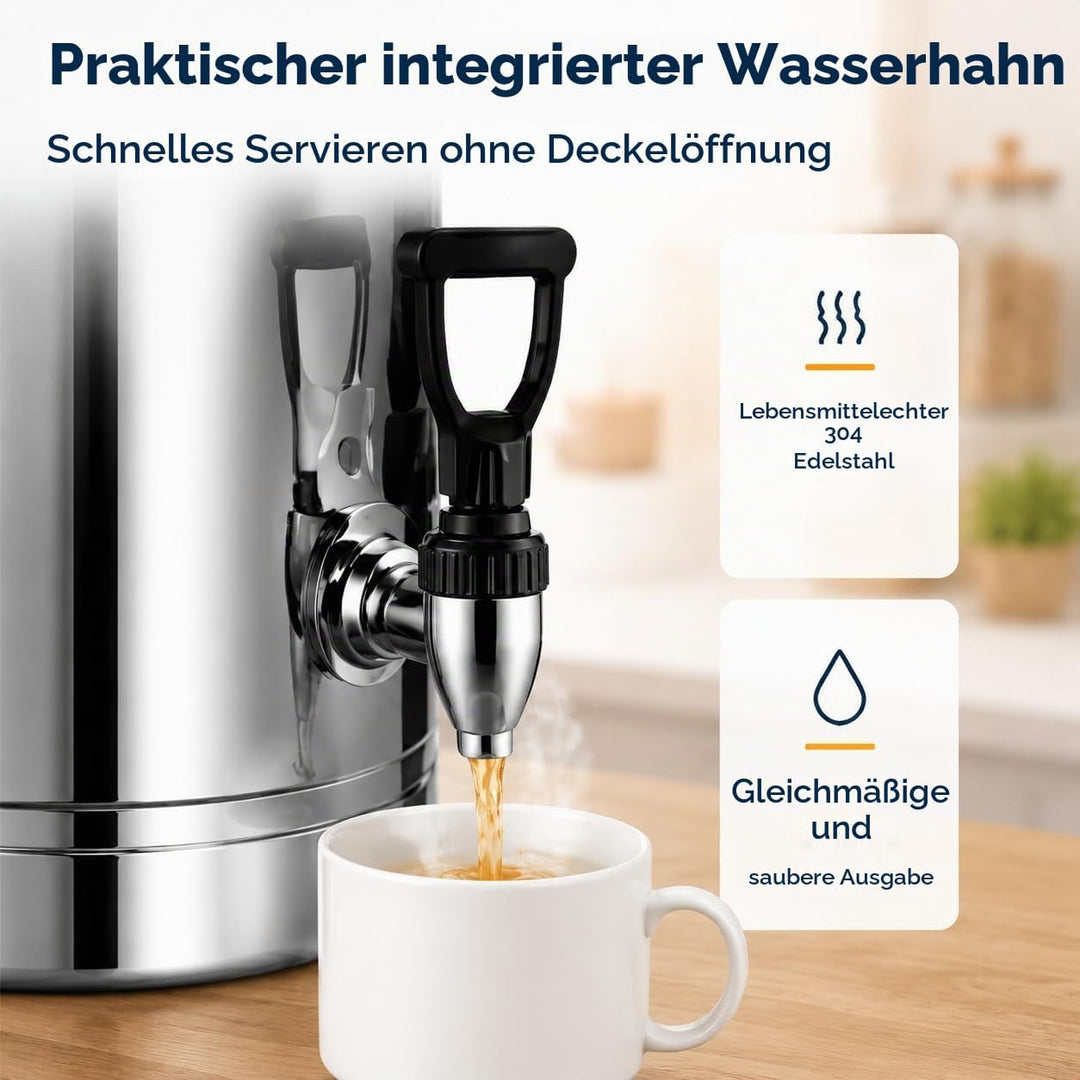 Edelstahl Wasserkanister Thermobehälter 40L - Isolierter Transportbehälter mit Hahn, 201 Edelstahl,
