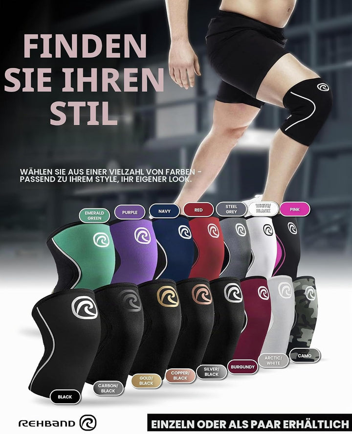 Rehband Kniebandage Kraftsport, Kniestütze für Cross Fit &amp; schweres Training, Knee Sleeve aus 5 mm N