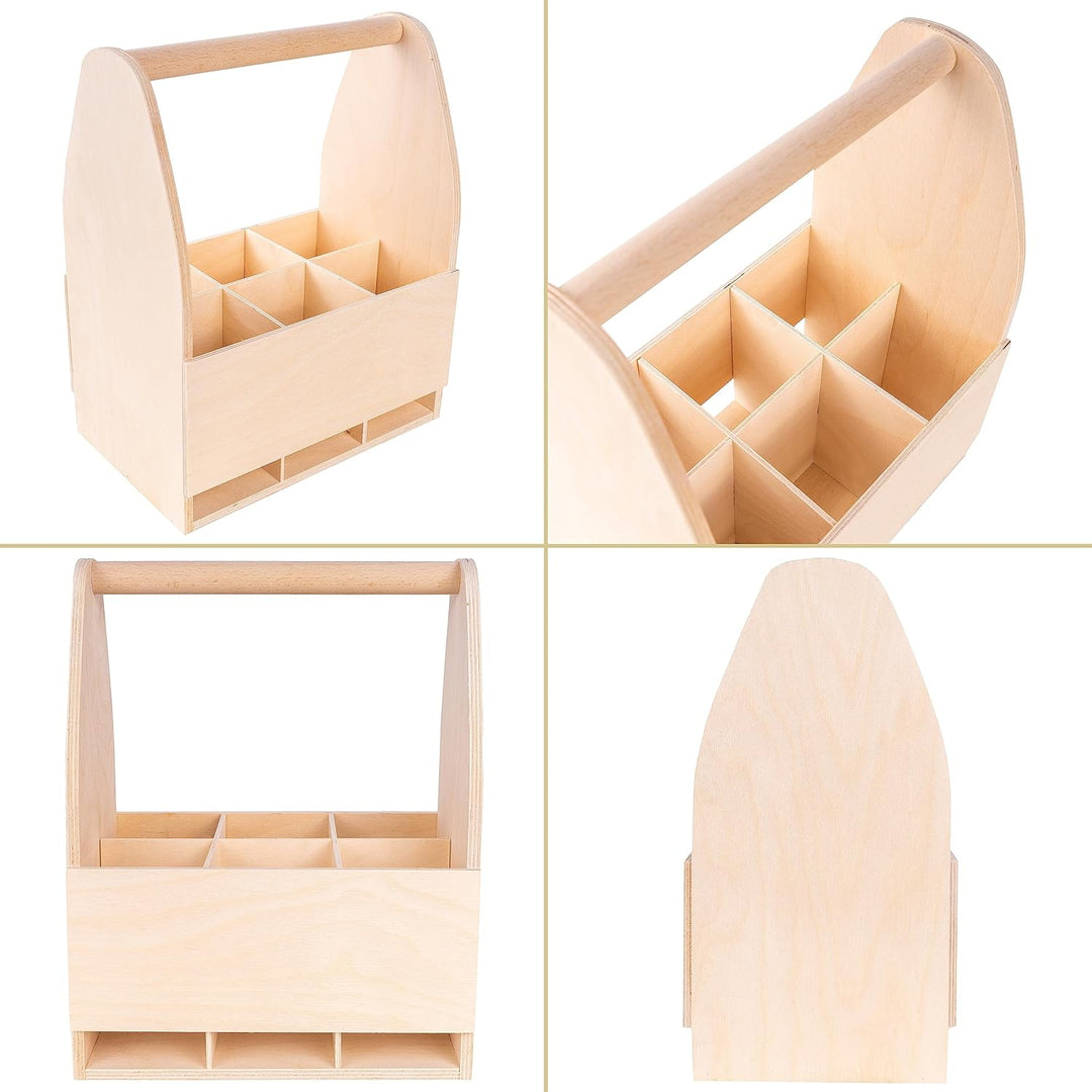 Creative Deco Flaschenträger Holz für 6 Bierflaschen | Bierträger Flaschenhalter | Masse 24 x 16 x 3