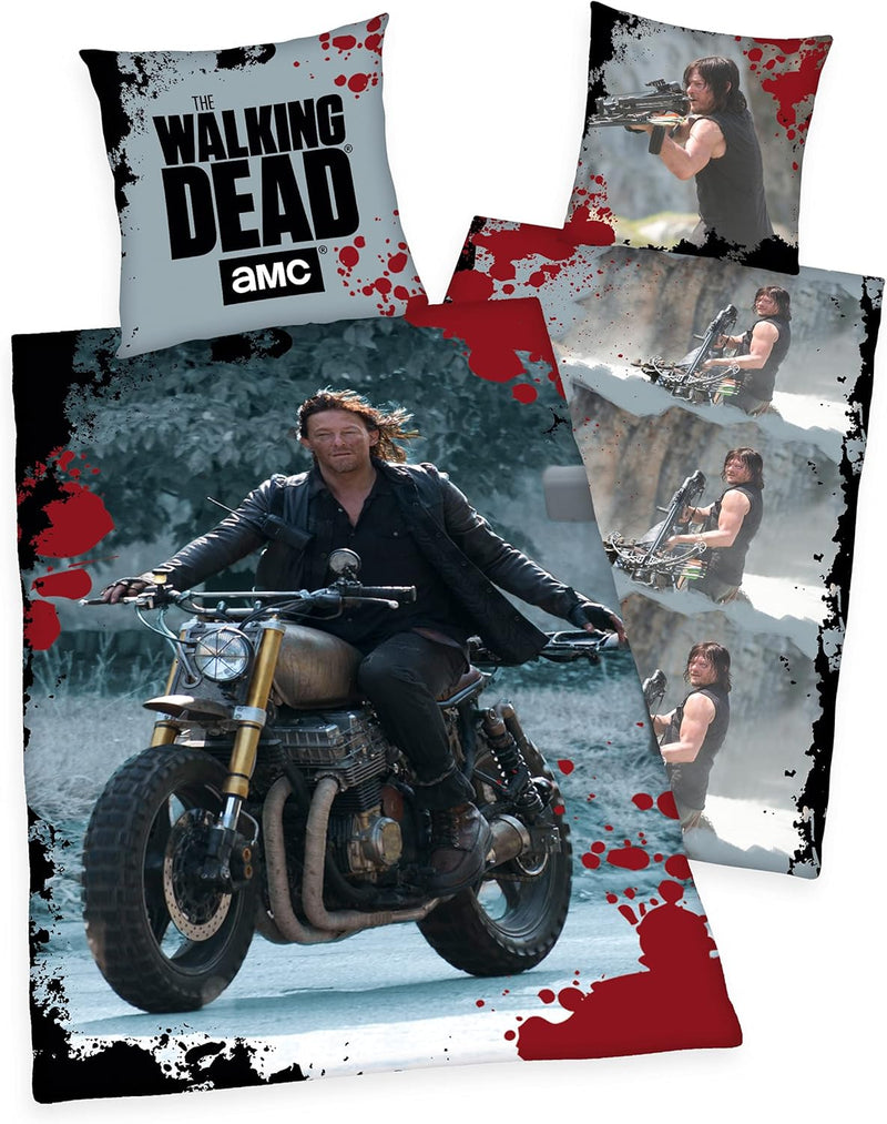 Klaus Herding GmbH The Walking Dead Bettwäsche mit Daryl Dixon 80x80 + 135x200cm, 100% Baumwolle mit