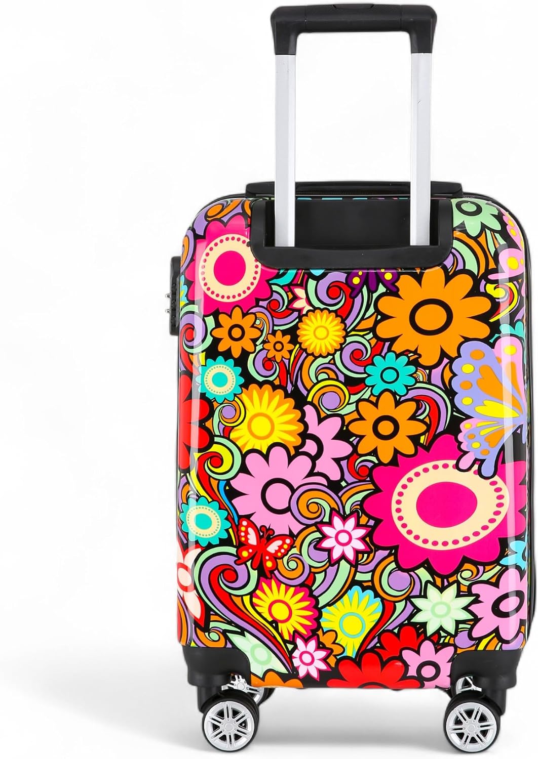 Infinity Leather Hartschalen-Koffer 4 Rädern Set Blume Drucken Gepäck Leichtgewicht Kabine Reisetasc