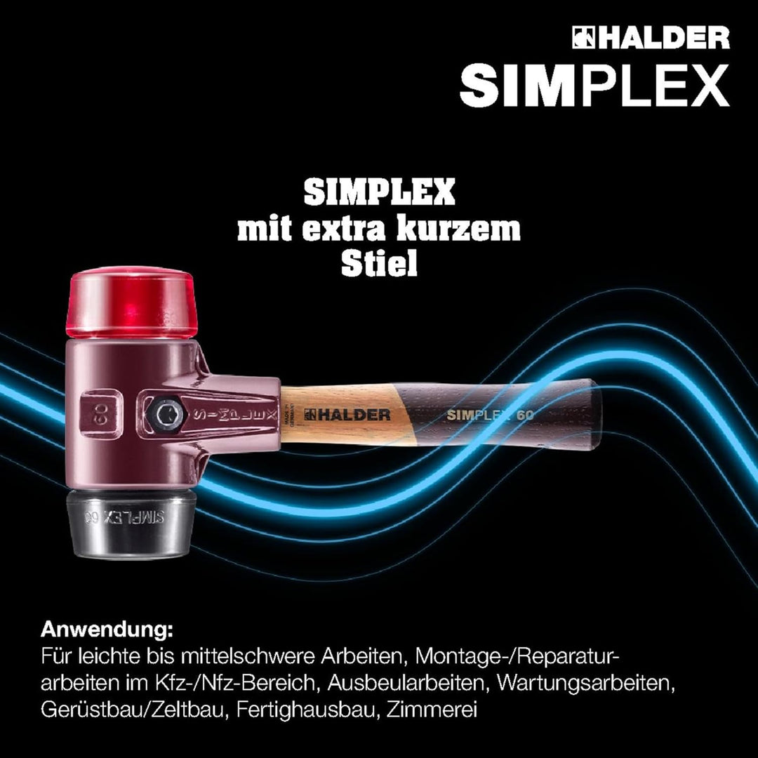 Simplex - Schonhammer, Gummikomposition/Plastik; mit Tempergussgehäuse und hochwertigem extra kurzen