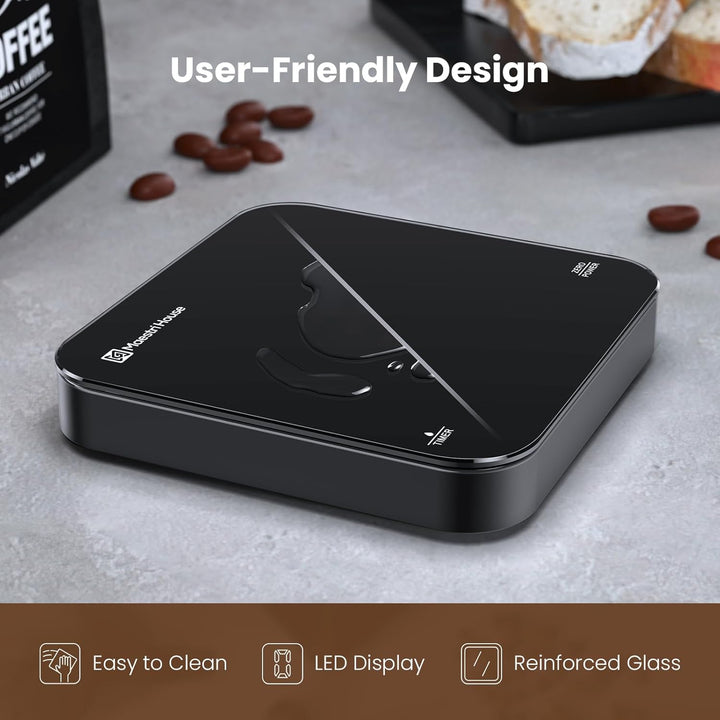 Maestri House Mini-Kaffeewaage mit Timer, Wiederaufladbare Espresso Waage, Präzise 2kg/0,1g Waage fü