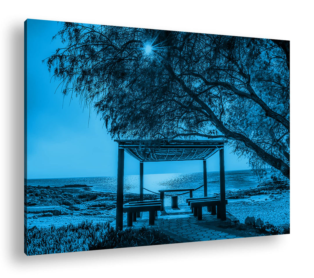 deyoli Sonniger Nachmittag am Meer Format: 80x60 Effekt: Monocrome Blau als Leinwandbild, Motiv fert