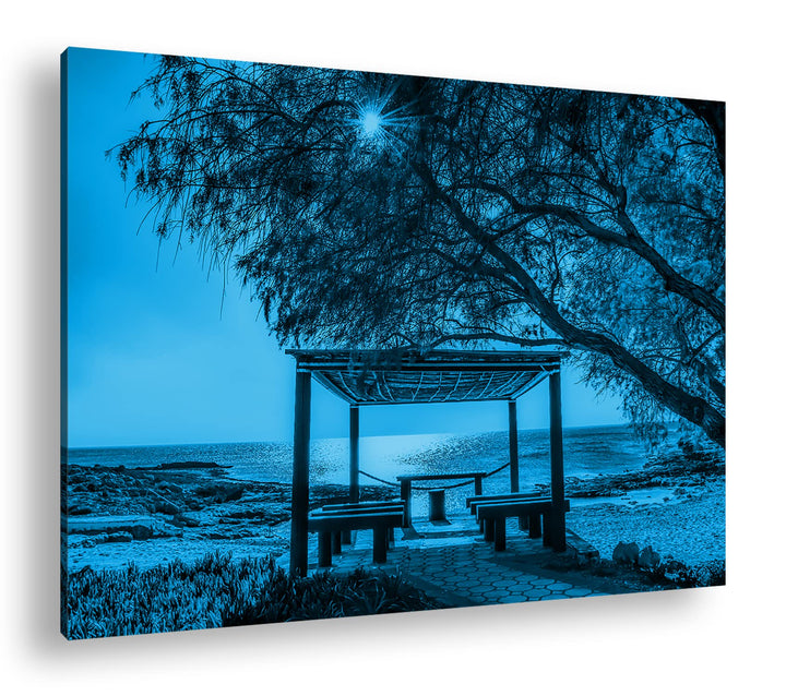 deyoli Sonniger Nachmittag am Meer Format: 80x60 Effekt: Monocrome Blau als Leinwandbild, Motiv fert