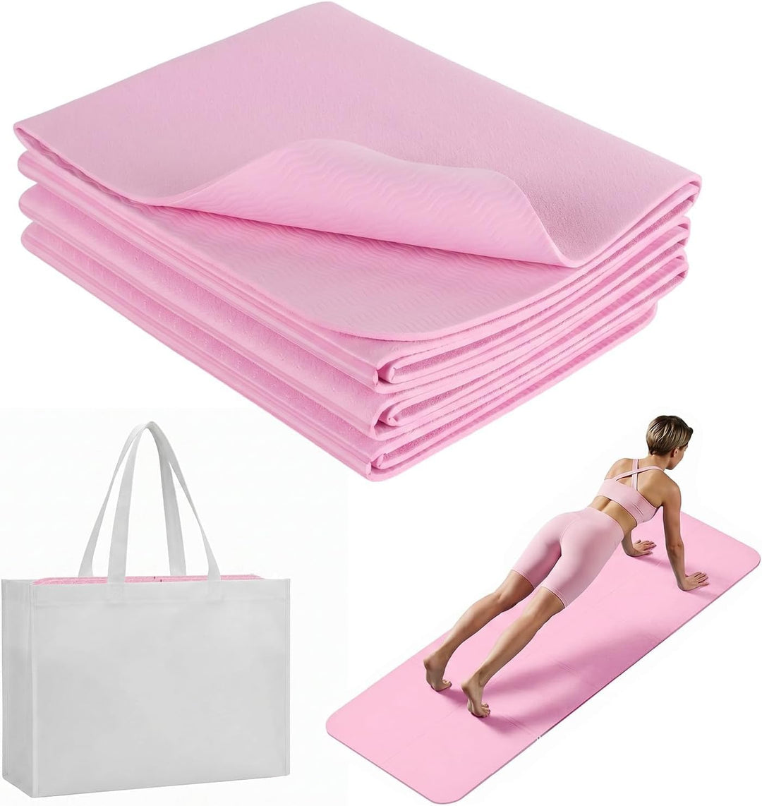Klappbare Yogamatte, Faltbare Yogamatte Reise Leicht 183 x61x0.4 cm Rutschfest Tragbare Fitnessmatte