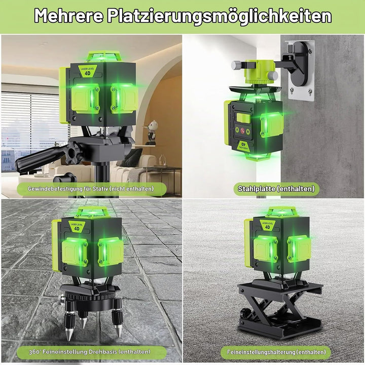 Kreuzlinienlaser Grün 16 Linien Nivellierlaser, 4 x 360 ° Laser wasserwaage, linienlaser kreuzlaser