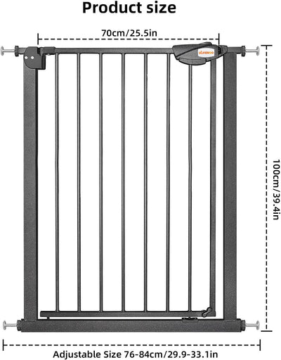 UBRAVOO Babygitter für Türen und Treppen, Höhe 100 cm, Sicherheits-Haustiergitter, Spannungstyp,auto