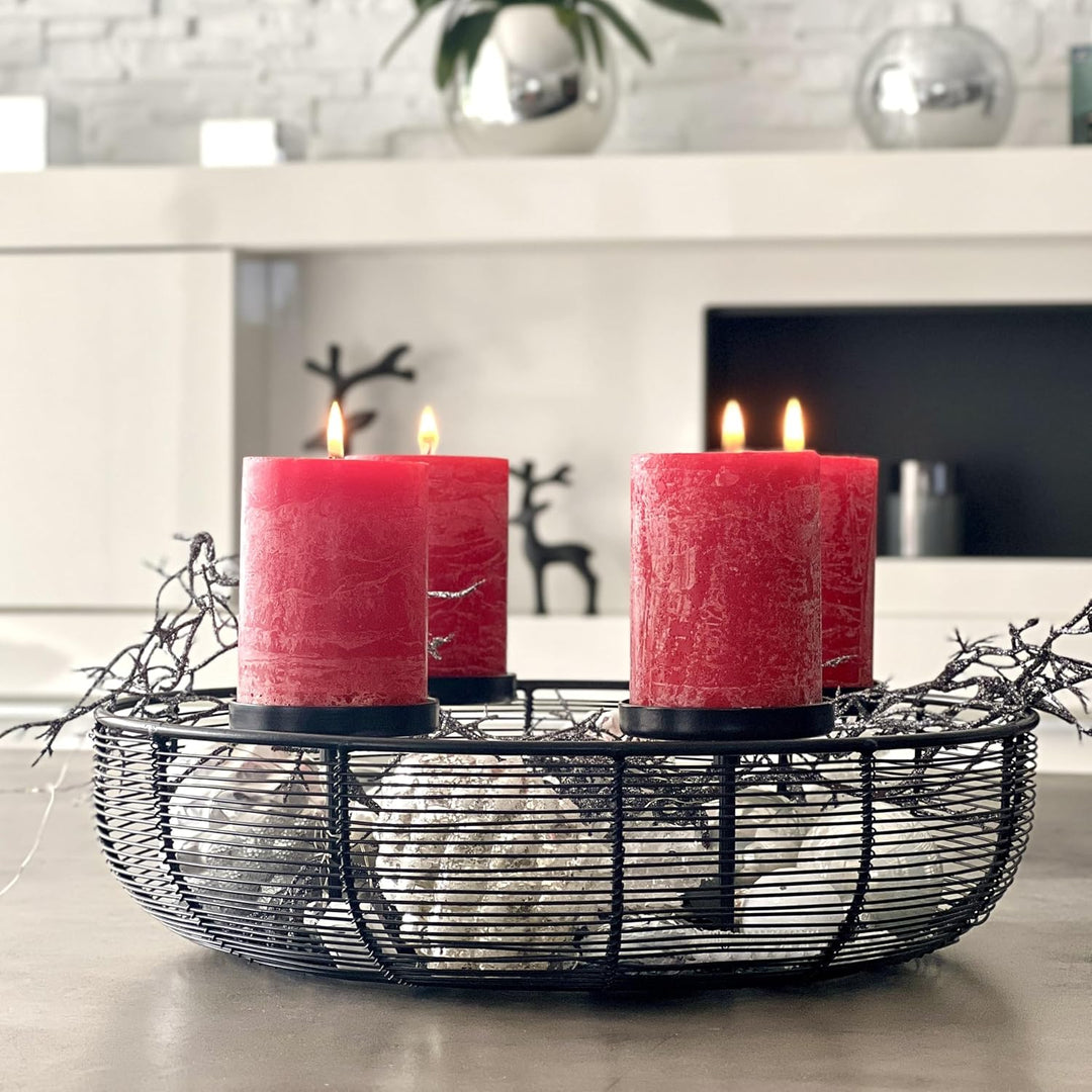 Brandsseller 4er Set Stumpenkerzen 7x10 cm – durchgefärbt &amp; aus Paraffin – rustikale Kerzen mit lang