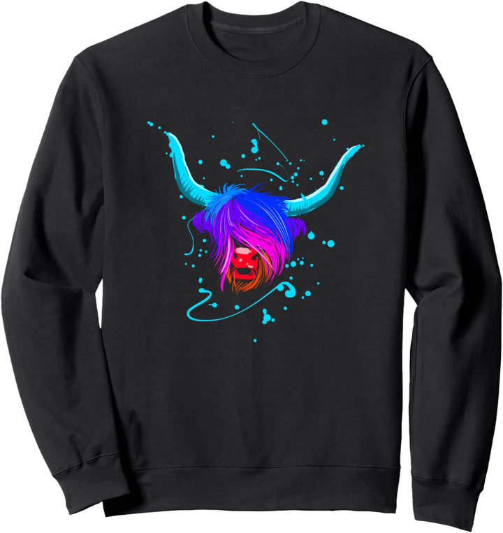 Color Splash Scottish Highland Kühe Geschenk Sweatshirt