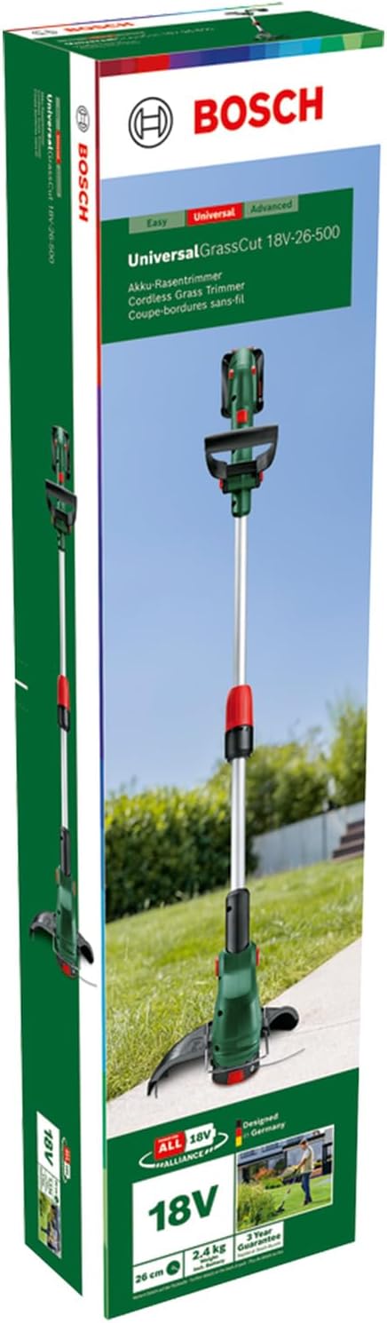 Bosch Akku-Rasentrimmer UniversalGrassCut 18V-26-500 (zum Rasentrimmen und Kantenschneiden; Ladezeit