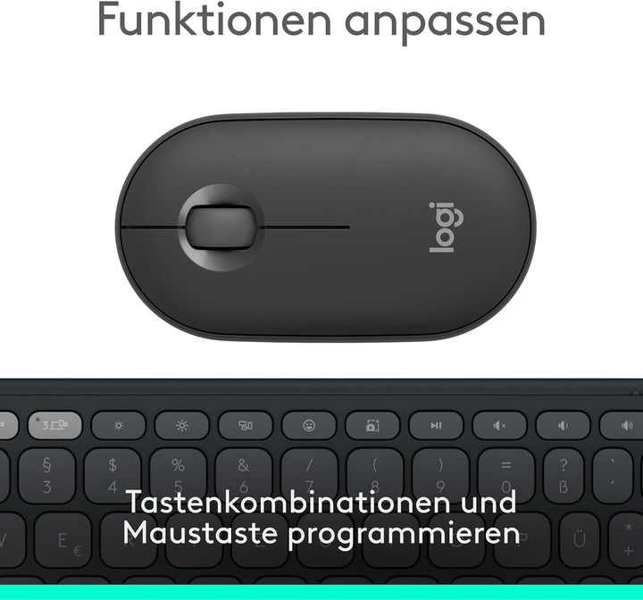 Logitech Keys-to-GO 2 Mobile Bluetooth-Tastatur + Pebble Mouse 2 Bluetooth-Maus M350s, leichtes, kab