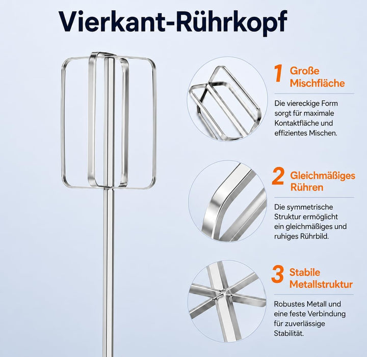 2 Stück 40 cm Edelstahl Rührstab, Lebensmittel Mischaufsatz