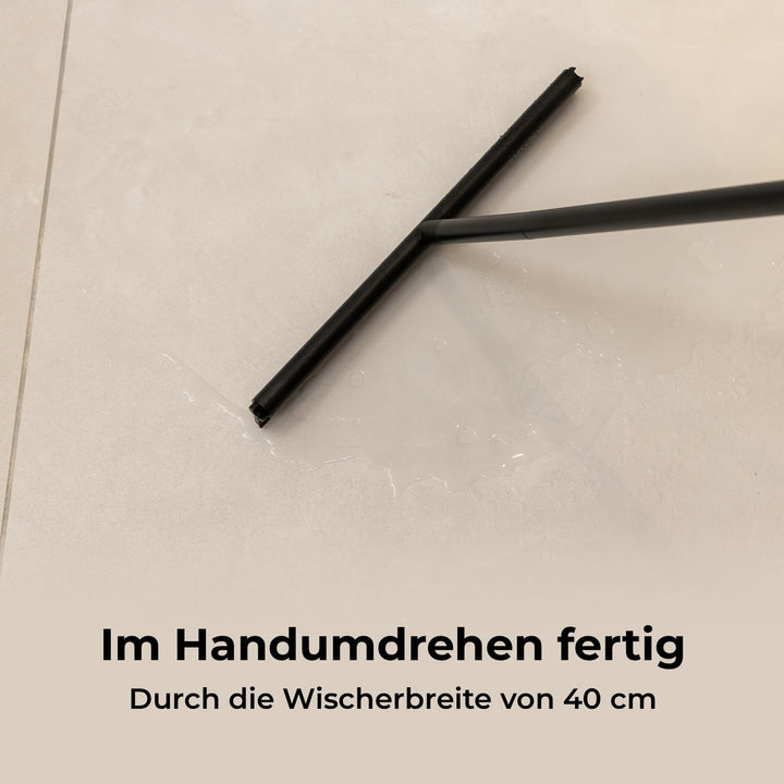 Sanova Luxus Silikon Abzieher Boden &amp; Duschabzieher Schwarz - 136 x 40 cm - Fliesen &amp; Duschwand Abzi