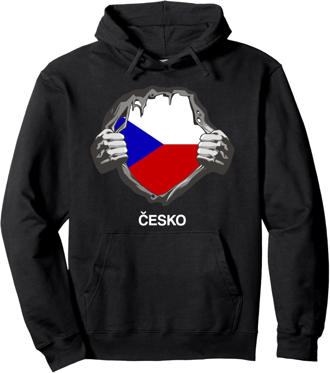 Tschechische Flagge Cesko Herz Stolz Wurzeln Tschechien Pullover Hoodie