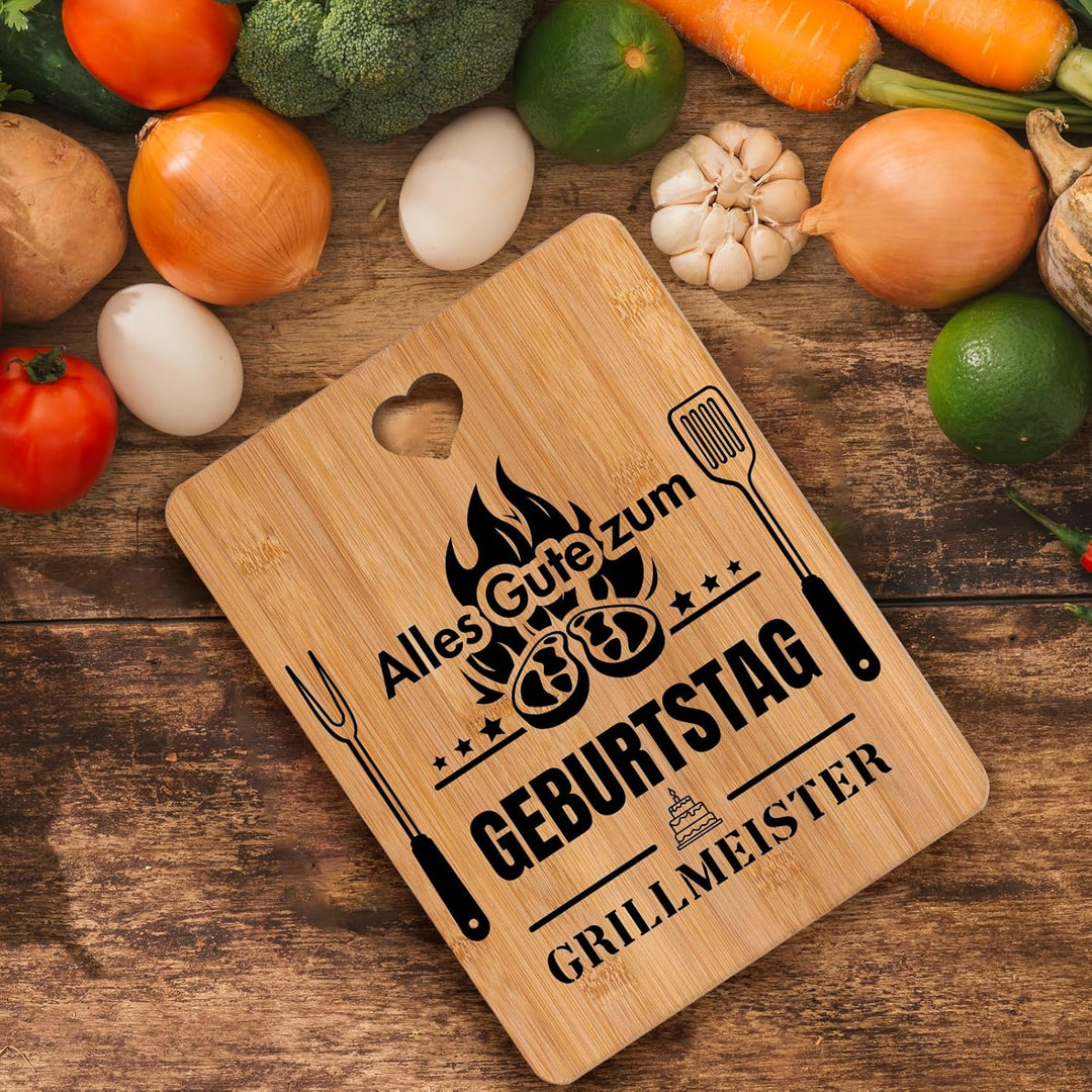 Geburtstagsgeschenk für Männer, Geburtstagsgeschenk für Frauen - Happy Birthday Bambus Schneidebrett