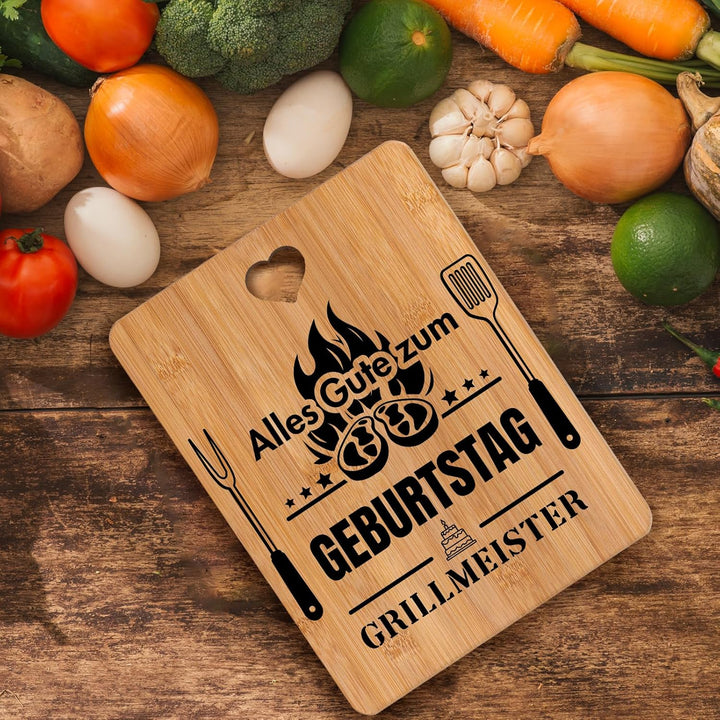 Geburtstagsgeschenk für Männer, Geburtstagsgeschenk für Frauen - Happy Birthday Bambus Schneidebrett