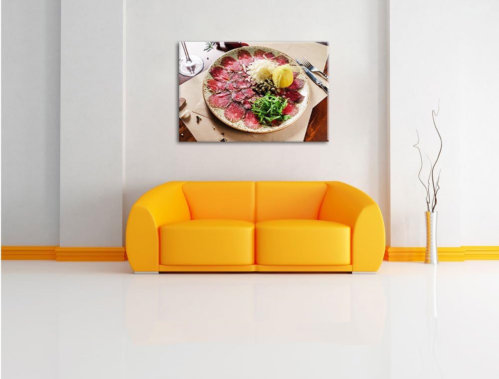 appetitliches Carpaccio, Format: 100x70 auf Leinwand, XXL riesige Bilder fertig gerahmt mit Keilrahm