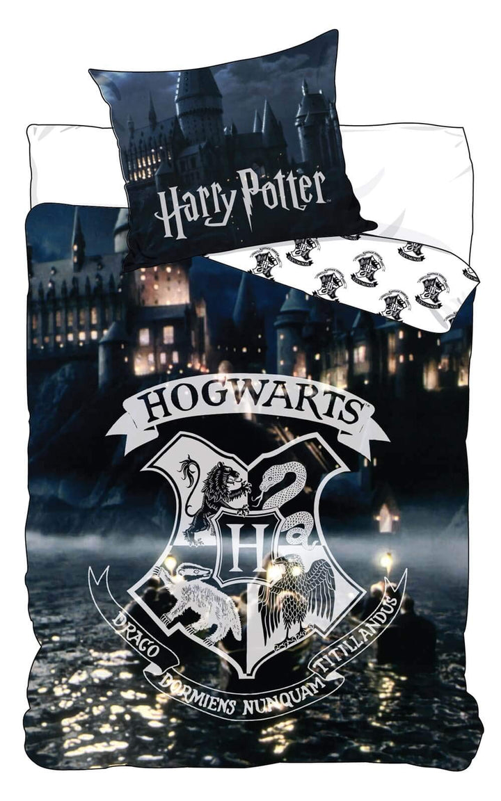 Harry Potter Wendebettwäsche Hogwarts, Glow in The Dark, 2-teilig, 135 x 200 cm, 80 x 80 cm, 100% Ba