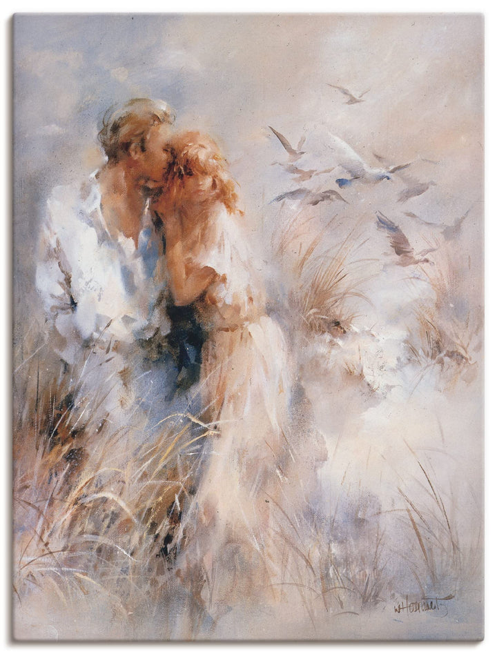 ARTland Leinwandbilder Wandbild Bild auf Leinwand 45 x 60 cm Menschen Paar Malerei Creme Dichte Harm