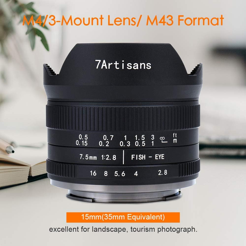 7artisans 7.5mm F2.8 II V2.0 Fisheye-Objektiv mit 190° Blickwinkel, für MFT-Kameras mit M4/3-Mount G