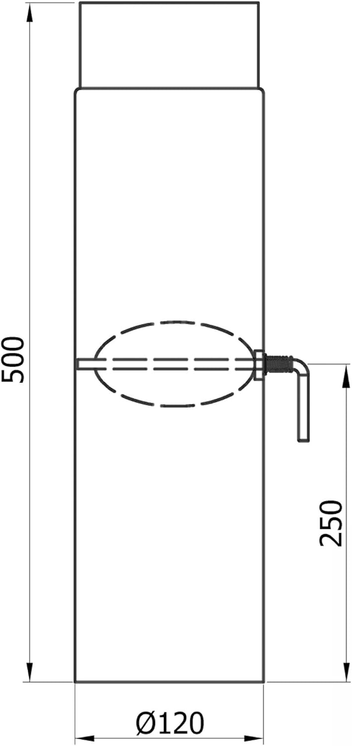 raik Rauchrohr Ofenrohr 120 mm mit Zugregulierung Stahl 2 mm Senotherm gussgrau Länge 500 mm für Kam