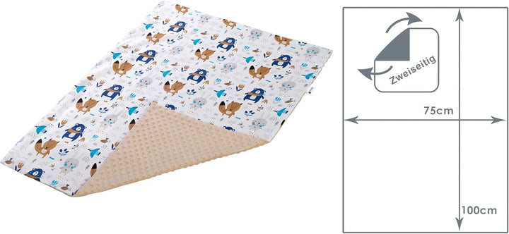 Medi Partners Krabbeldecke 100% Baumwolle 75x100cm doppelseitig multifunktional Minky Kuscheldecke f
