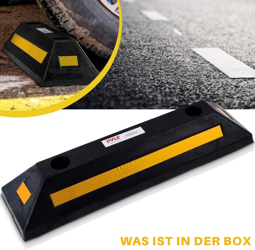 pyle PCRSTP11 Bodenstopper für Parkplatzsicherheit, 1 Stück, robuster Gummi-Parkplatz-Stopper, für A