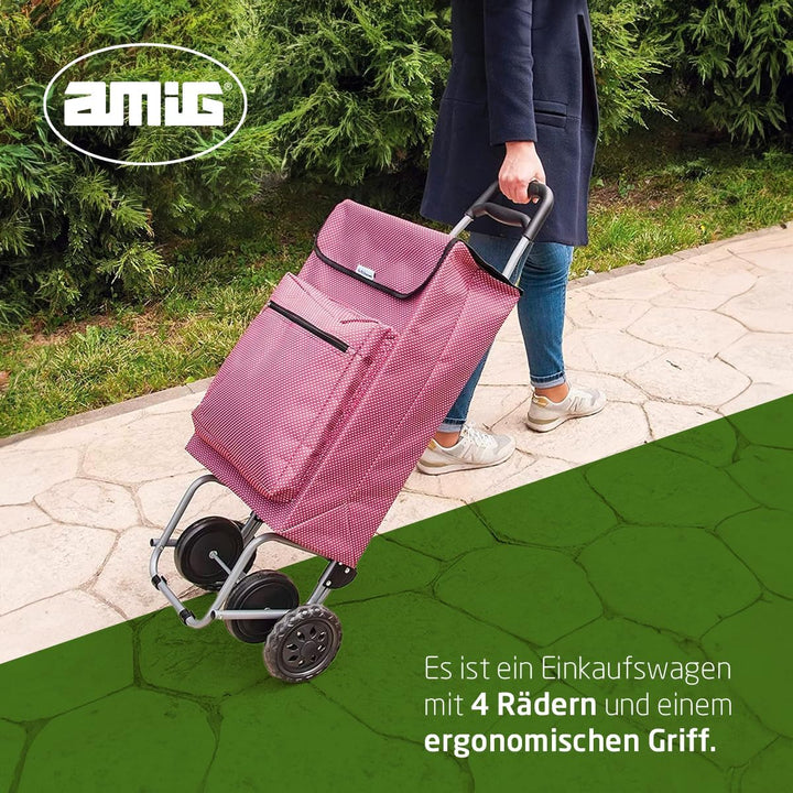 Amig - Einkaufstrolley mit 4 Rädern | Aussentasche für Tiefkühlkost | Maximale Belastung 15 kg |Kapa