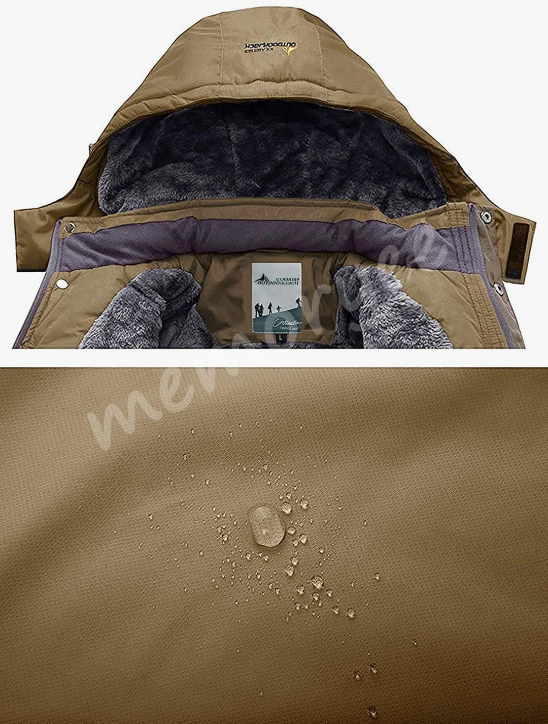 Memoryee Herren Ski Jacke Warmer Gefüttert Winter Fleece Mantel Wasserdichter mit Abnehmbarer Kapuze