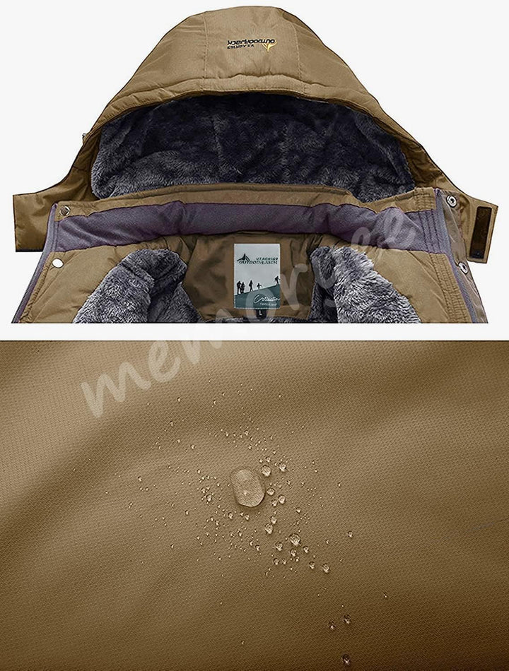 Memoryee Herren Ski Jacke Warmer Gefüttert Winter Fleece Mantel Wasserdichter mit Abnehmbarer Kapuze