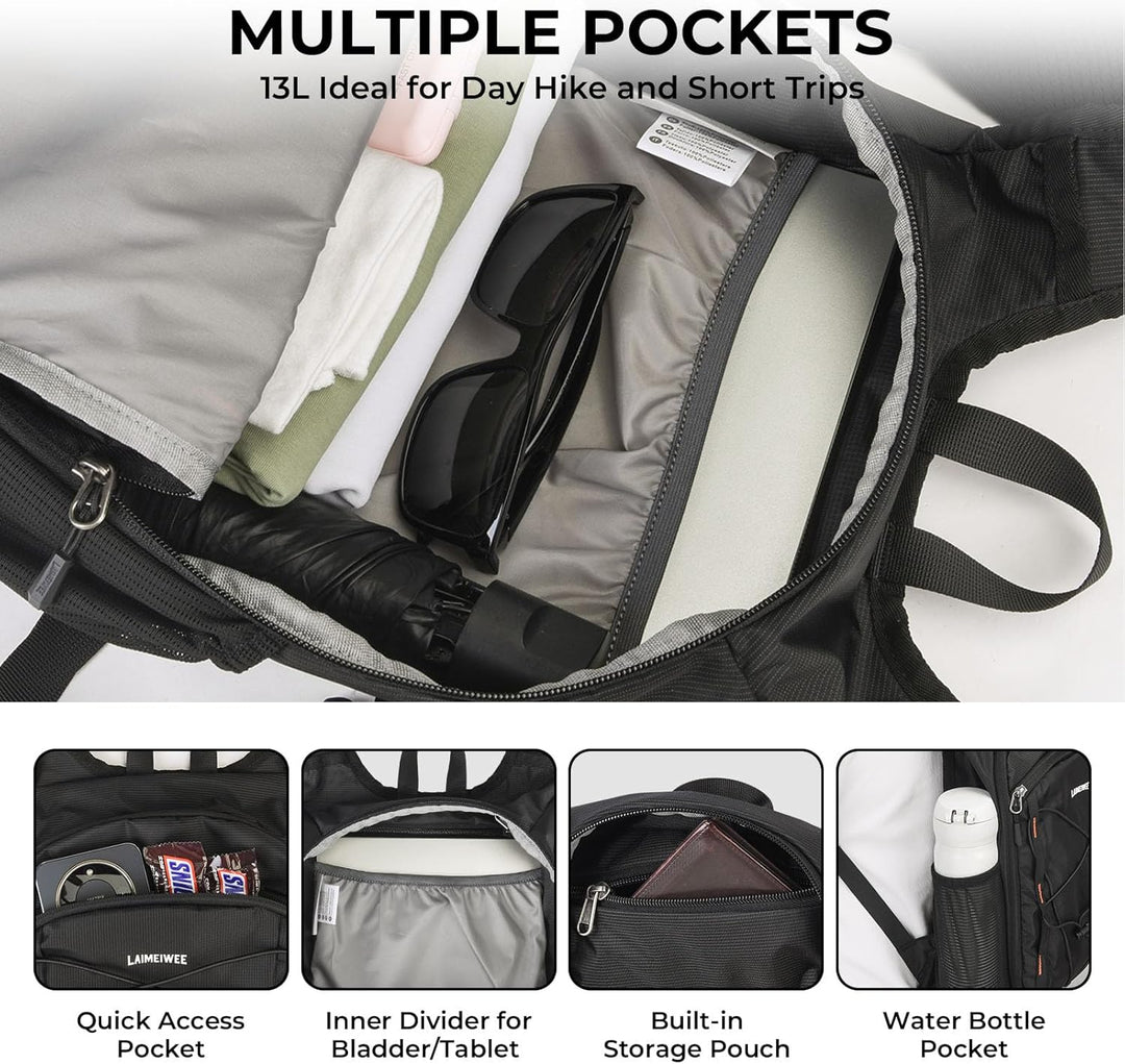 Faltbarer Wanderrucksack, Kleiner Tagesrucksack Ultraleicht für Herren & Damen, Foldable Backpack, I