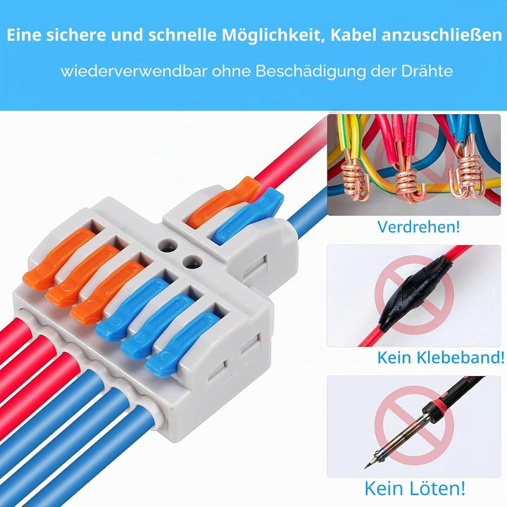 20 Stück Verbindungsklemme, 2 in 6 Out Quick Wire Connectors, Electrical Lever Nuts Wire Connectors