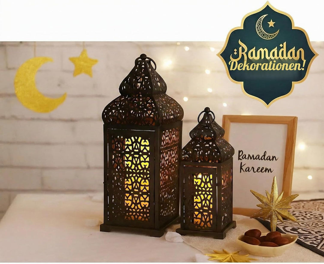 Vela Lanterns Temple Marokkanischer Stil Kerzenlaternen, Schwarz, 2 Stück Set of 2 Schwarz, Set of 2