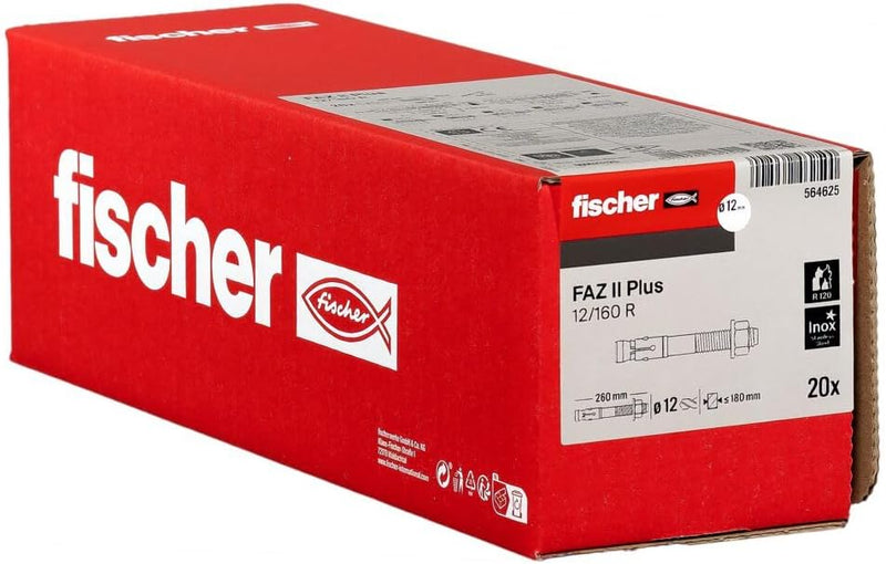 fischer Bolzenanker FAZ II Plus 12/160 R, Schwerlastanker aus Edelstahl mit hoher Tragfähigkeit, Ank